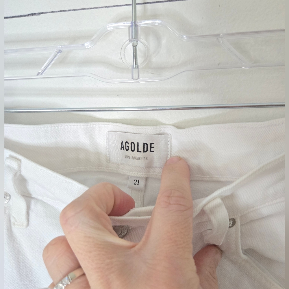 Agolde Riley High Rise Straight Crop Button Fly White Size 31 - Picture 8 of 10